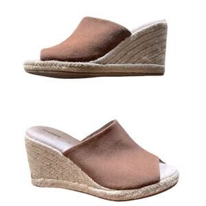 Sonoma suede leather espadrilles slip on comfy slides mules sandals. Size 7.